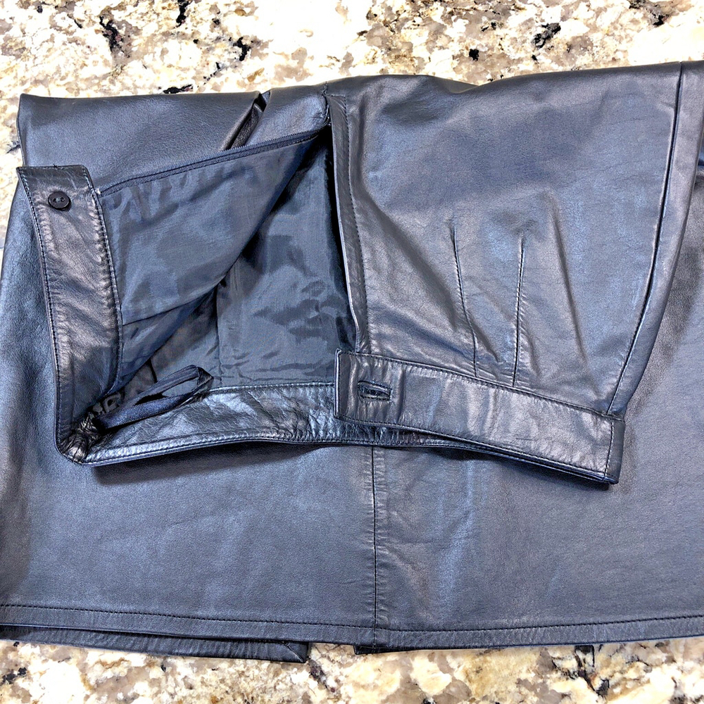 Size 8 I.B. Diffusion Womens Genuine Leather Pencil Skirt Black 1/4 Zip KR - Picture 2 of 16